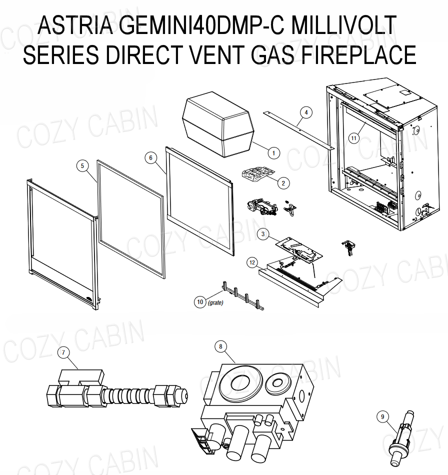 Astria Gemini Millivolt Series Direct Vent LP Gas Fireplace (GEMINI40DMP-C) #GEMINI40DMP-C